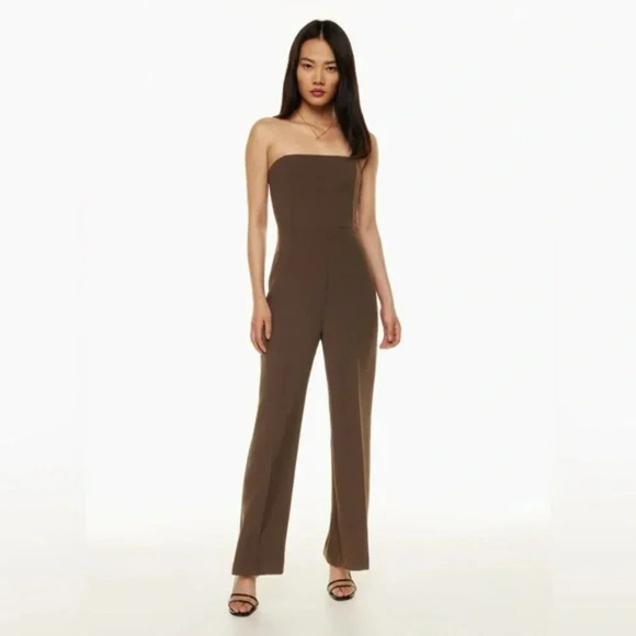 Aritzia Wilfred Endless Strapless Crepe Wide Leg Jumpsuit in Dark Navy Size 00 - Picture 3 of 9
